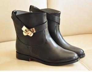 Free-Shipping-2014-Winter-Women-S-Fashion-Designer-Classic-Buckle-Gold-Metal-Ankle-Boots-Natural-Genuine