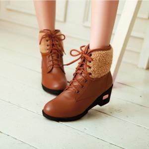Two-Kinds-Of-Models-Ladies-Fashion-Med-Heels-Ankle-Boots-Medium-Canister-Boots-Soft-Leather-Short